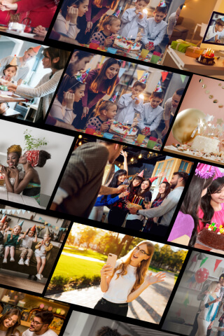 Background image of happy people recording videos